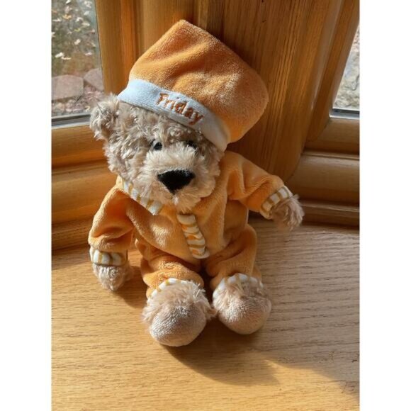 FAO Schwarz Plush Pajama Day Bears Monday Thursday Friday & Sunday 10" Set Of 4 - Picture 5 of 9